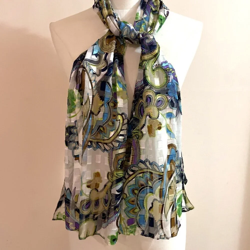 Women's Sheer Paisley Scarf 13X60